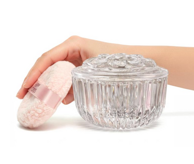 Comfort Puff with Glass Vanity Jar